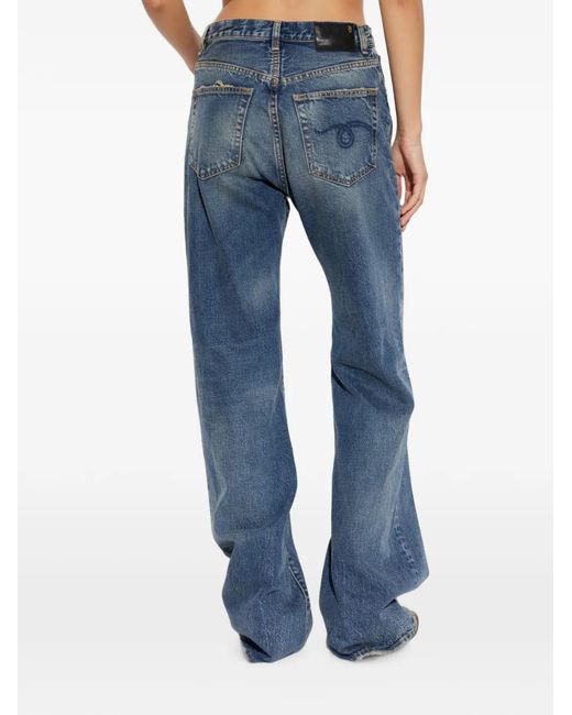 R13 Blue Faded Wide-Leg Jeans