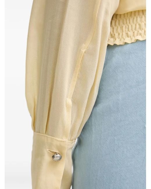 Pinko Blue Wrap-Style Hooded Blouse