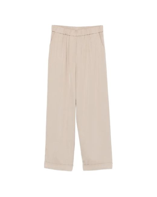 Peserico White Elasticated-Waistband Turned-Up-Cuff Trousers