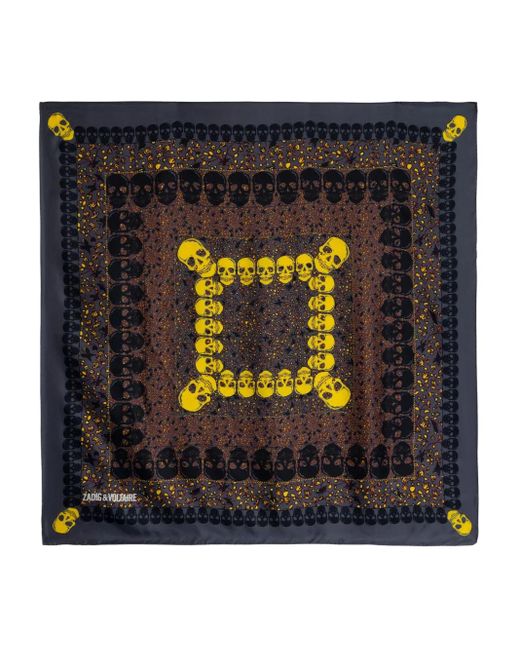 Zadig & Voltaire Black Skull-Print Scarf