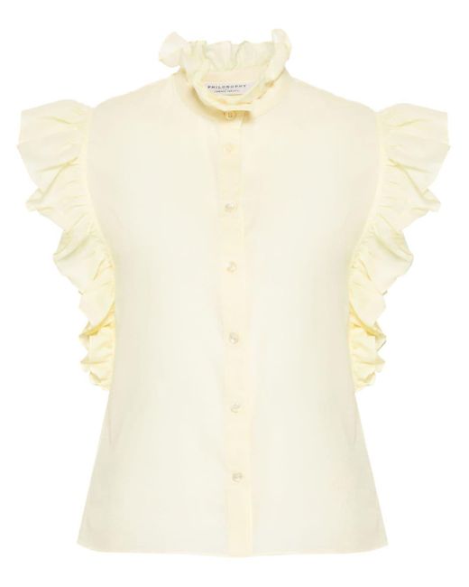 Philosophy Di Lorenzo Serafini White Ruffle-detail Cotton Shirt