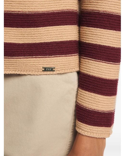 Pull Rayé À Encolure Bateau Fay en coloris Brown