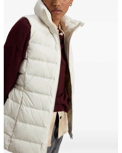 Woolrich White Gefütterte Weste mit Stehkragen