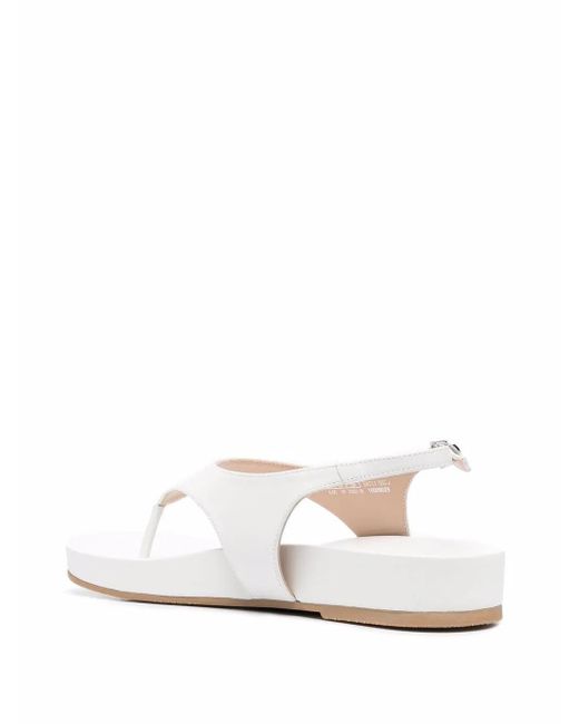 Stuart Weitzman White Summer Thong Open-Toe Sandals