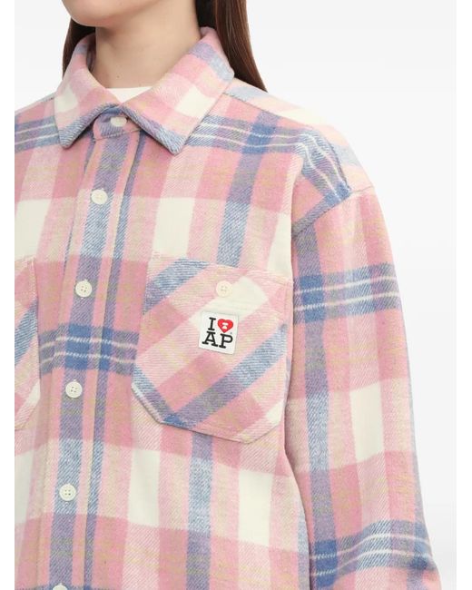 A Bathing Ape Pink Pocket Plaid Shirt