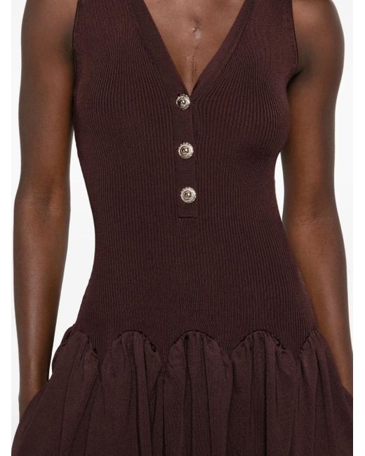 Self-Portrait Purple Ribbed Knit Midi Dress