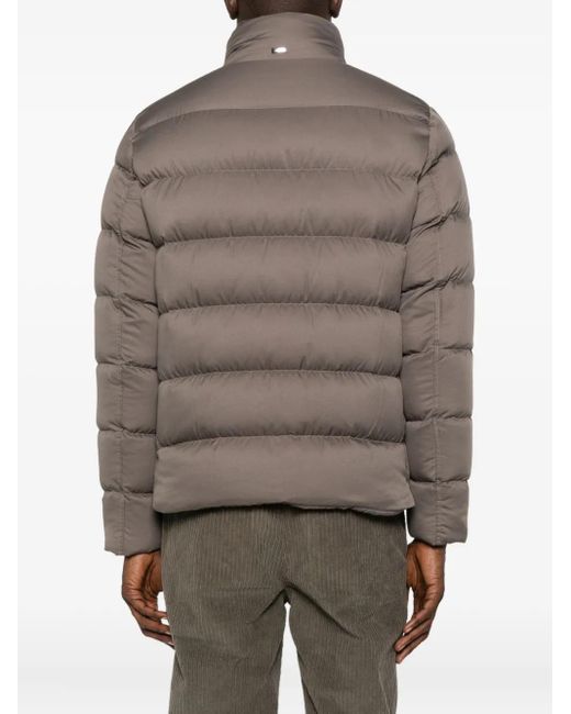 Herno Brown Padded Quilted Jacket With High Collar for men