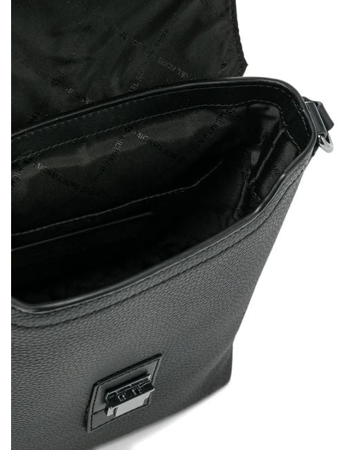 Michael Kors Black Logo-Lock Leather Messenger Bag for men