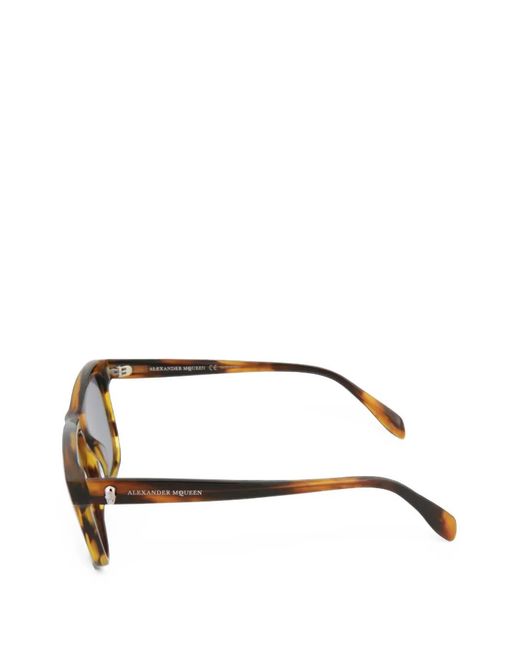 McQueen Metallic Tortoiseshell-Effect Skull Sunglasses