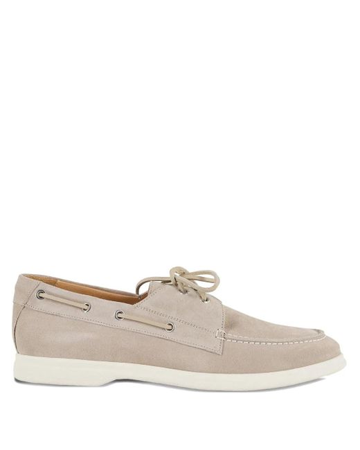Tagliatore White Suede Boat Shoes for men