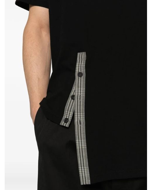 Yohji Yamamoto Black Button Asymmetric T-Shirt for men