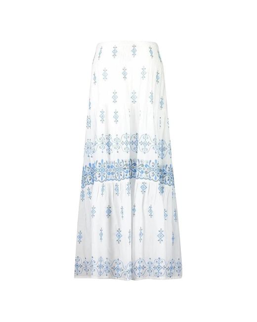 Temptation Positano White Sorbetto Embroidered Midi Skirt