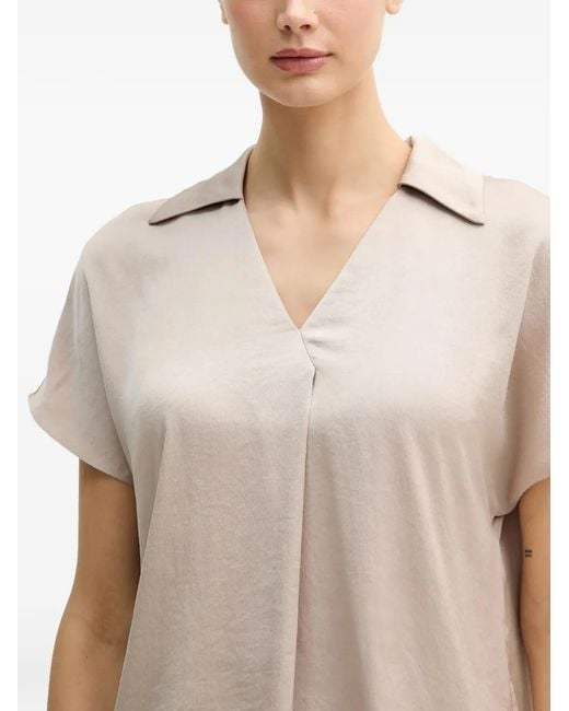 Joseph Ribkoff Natural Collared V-Neck Top