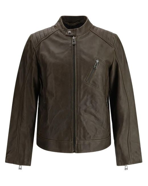 Belstaff Green V Racer Leather Jacket for men