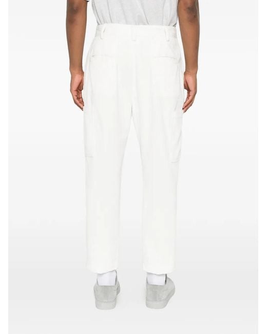 Eleventy White Pleated Corduroy Trousers for men