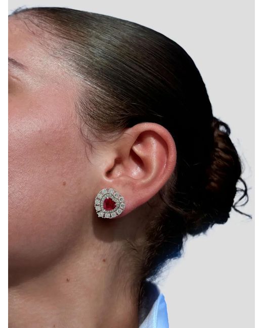 Juwelina Paris White Ember Ruby Stud Earrings