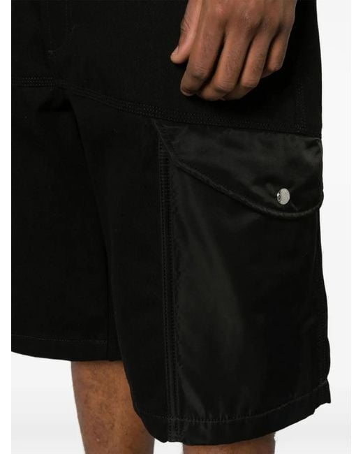 McQueen Black Cargo Denim Shorts for men