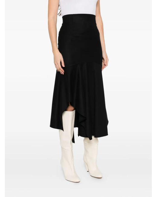 Alberta Ferretti Black Asymmetric Ruffled Skirt