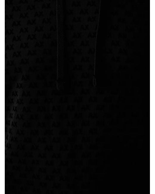 ARMANI EXCHANGE Black Logo-Pattern Drawstring Hoodie for men