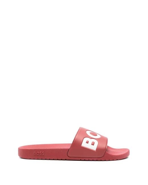 Boss Pink Logo Slides for men