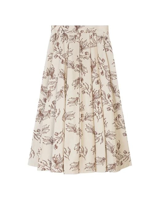 Ports 1961 Natural Floral Midi Skirt