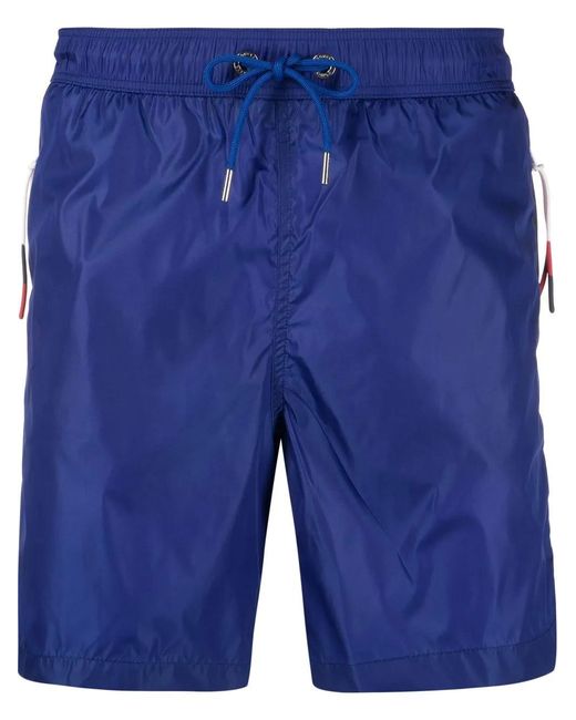 Moncler Blue Man E Swim Shorts With Tricolor Detail for men