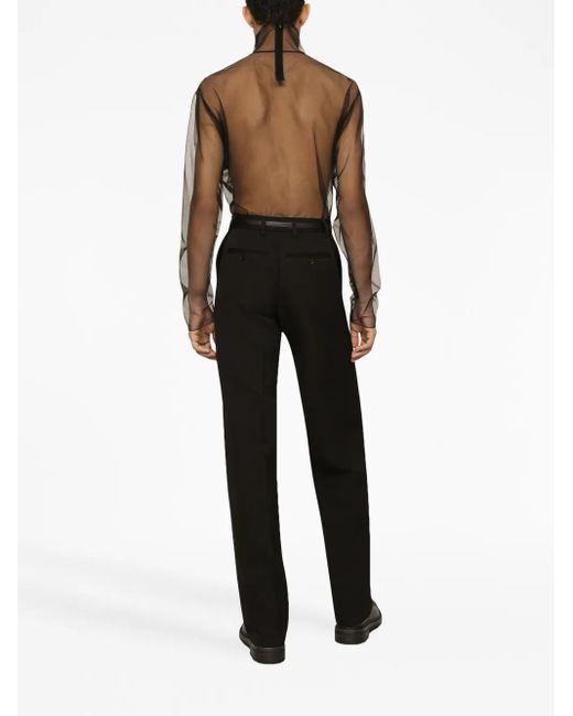 Dolce & Gabbana Black Pressed-Crease Tailored-Cut Trousers for men