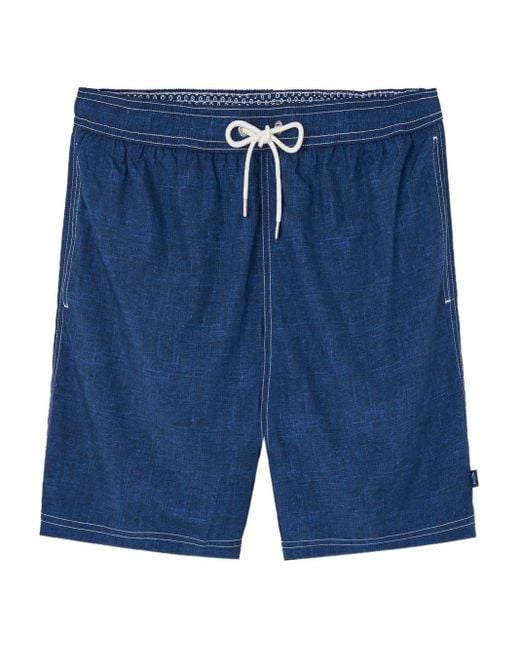 Paul & Shark Blue Shark-Charm Textil-Print Swim Shorts for men