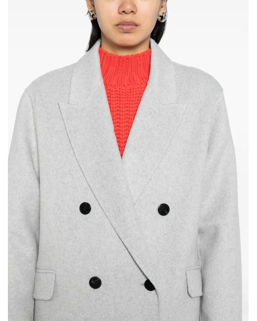 B+ AB Gray Double-Breasted Overcoat