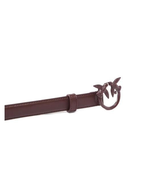 Pinko Red Thin Colour-Block Love Birds Leather Belt