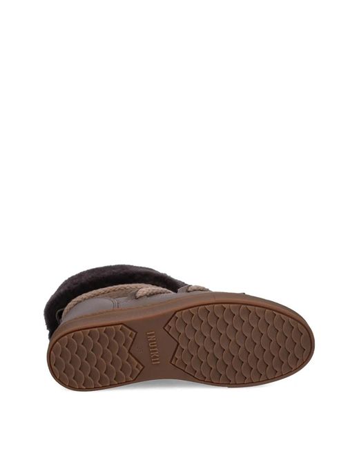 Inuikii Brown Fleece-Trim Lace-Up Boots