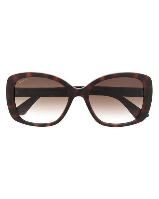 Gucci Brown Double G Square-Frame Sunglasses
