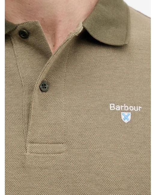 Barbour Brown Contrast-Collar Polo Shirt for men