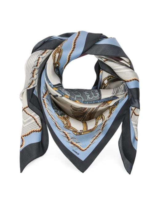 Pinko Blue Graphic-Print Scarf
