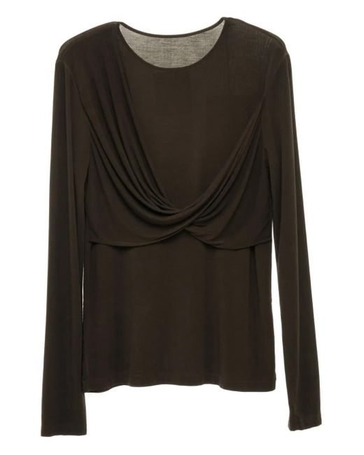 Uma Wang Black T-Shirt mit verdrehter Front