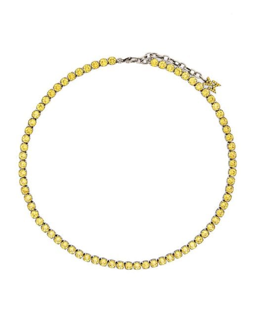 AMINA MUADDI Metallic Tennis Crystal-embellished Necklace