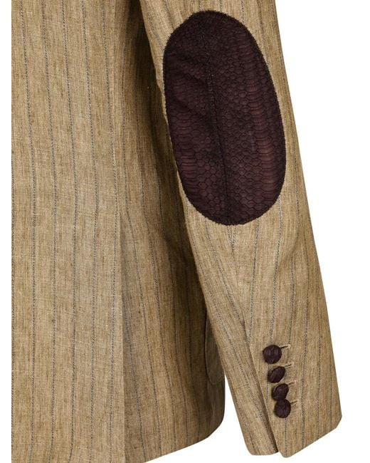 Billionaire Natural Lenny Pinstripe Double-Breasted Blazer for men