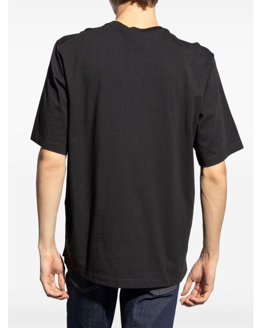 DSquared² Black Logo-appliquéd Cotton T-shirt for men
