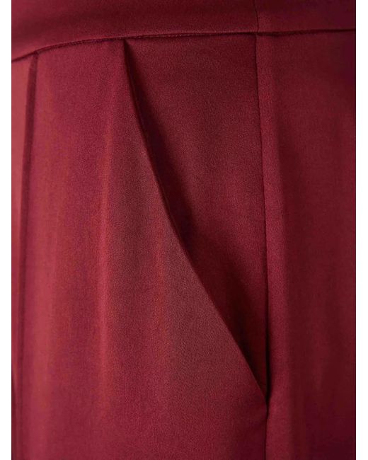 Jonathan Simkhai Red Pleated Wool Trousers