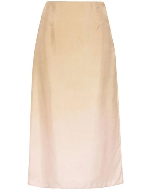Prada Natural Gradient Twill Midi-Skirt