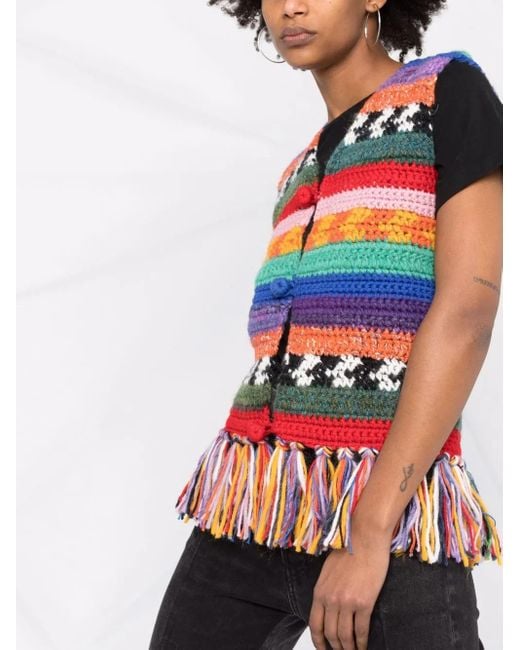 Chaleco De Punto A Rayas DSquared² de color Red