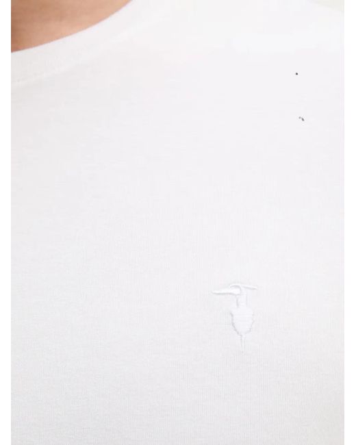Trussardi White Logo-Embroidered T-Shirt for men