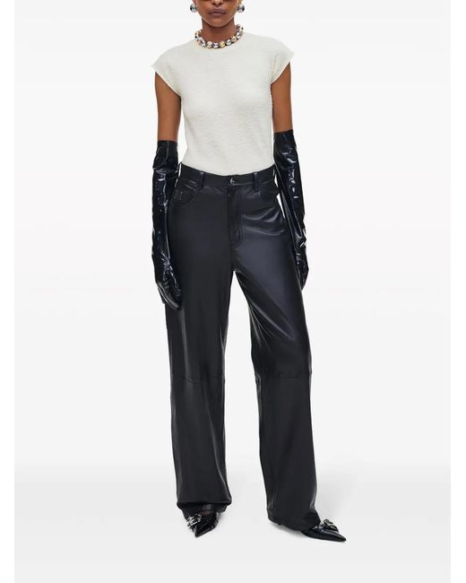 Marc Jacobs Black Wide-Leg Leather Trousers