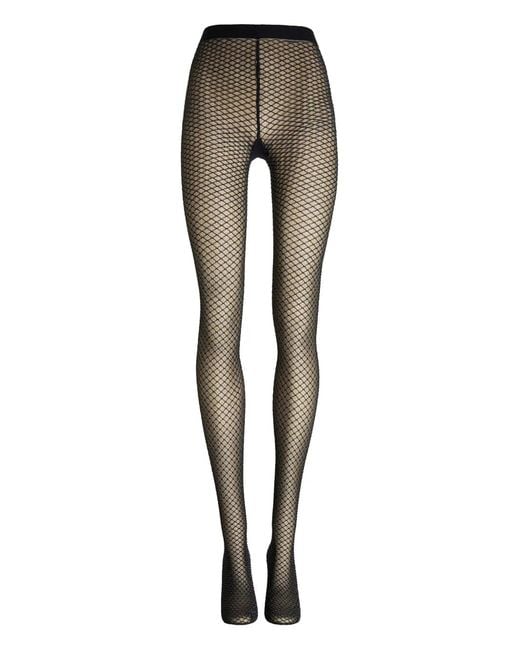 Wolford Gray Shimmer-Effect Net Tights