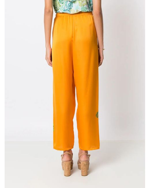 Amir Slama Yellow Pantalon Droit À Imprimé Végétal