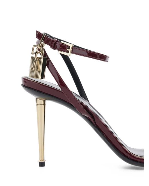 Tom Ford White Padlock-Detail Ankle-Strap Sandals