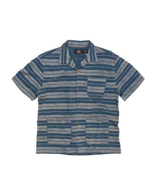 RRL Blue Striped Cotton Shirt for men
