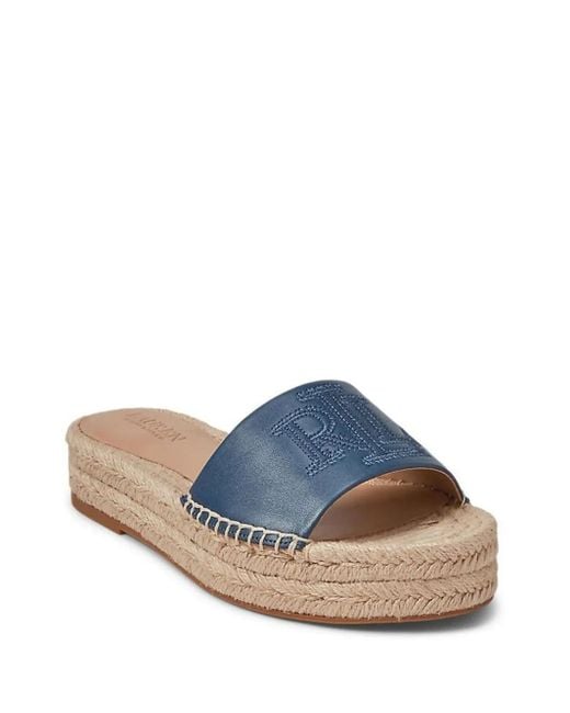 Ralph Lauren Blue Plateau-Espadrille-Sandalen Mit Logo-Stickerei