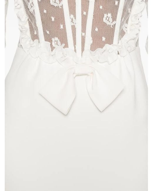 Alessandra Rich White Lace Bow Maxi Dress