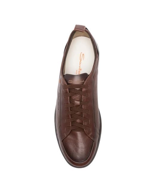 Santoni Brown Lace-Up Sneakers for men